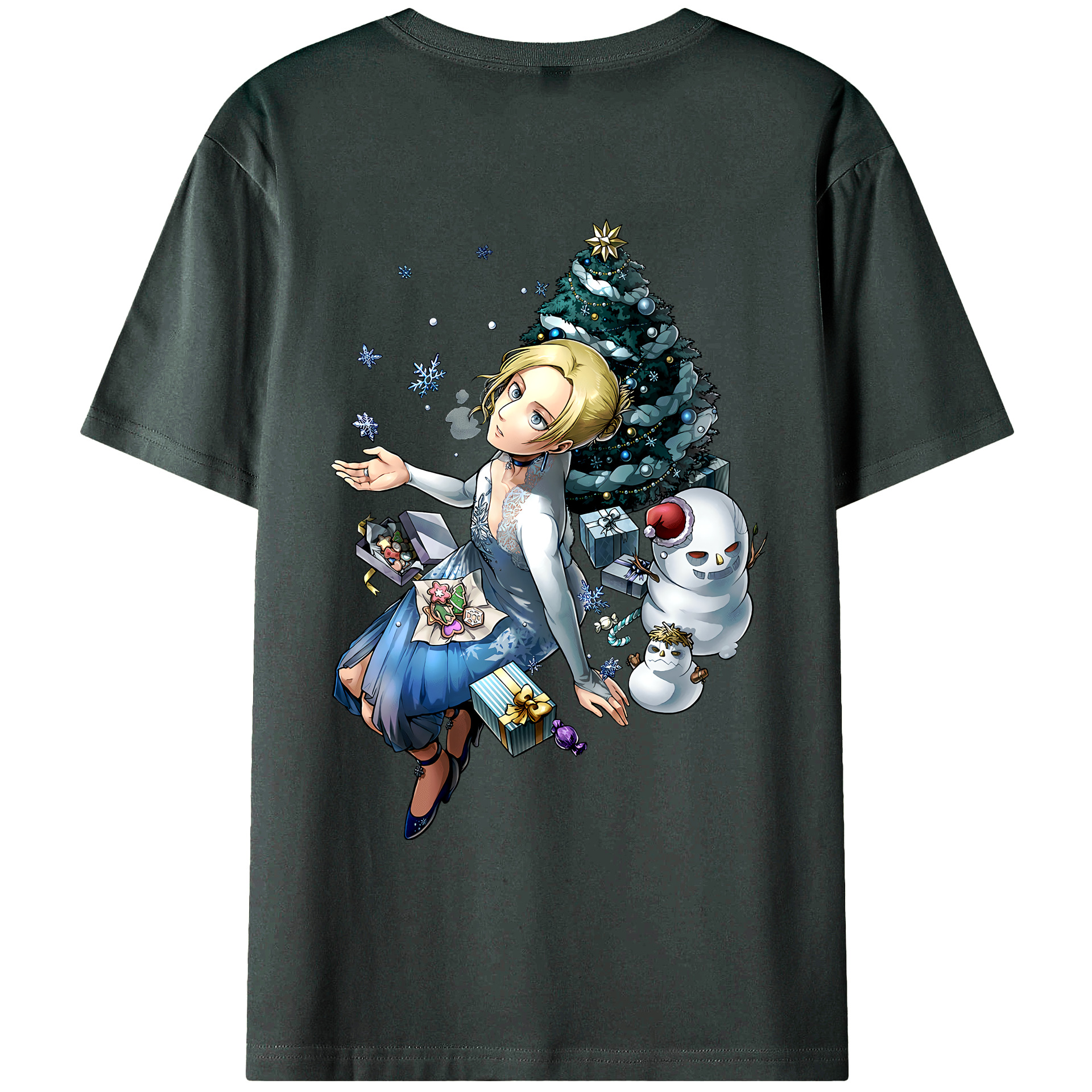 （画像用） 進撃の巨人 アニ・レオンハート Attack on Titan Annie Leonhart 綿100％ メンズ半袖Tシャツ（バックプリント） 通気性